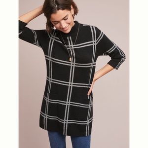 Anthropologie Black and Gray Plaid Sweater